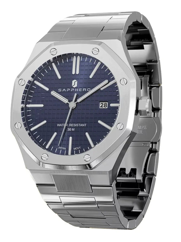 Relógio-Sapphero-Opulent-Silver-Blue
