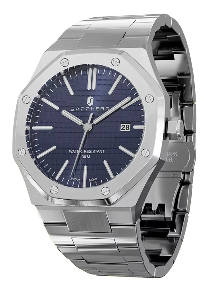 Relógio-Sapphero-Opulent-Silver-Blue